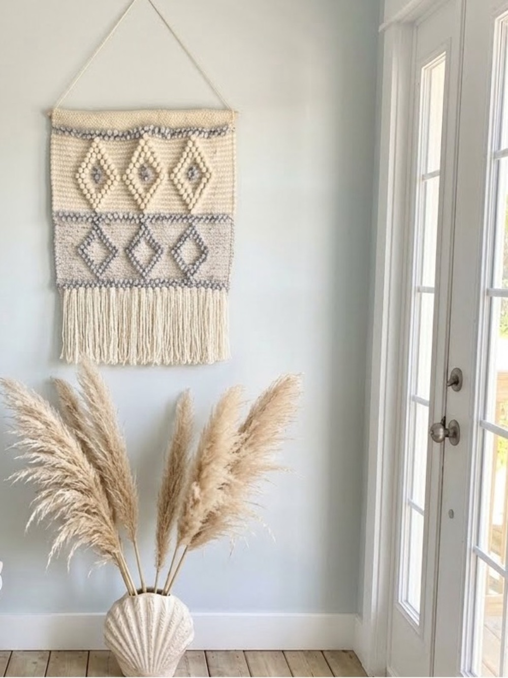 Handmade Woven Tapestry mid-century boho modern art/ geometric patterns.